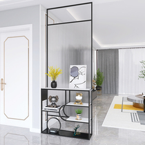Nordic entry Changhong glass Partition Guest Restaurant Modern Minimalist With Sugen Guan Cabinet Light Lavish Metal Screen Decoration