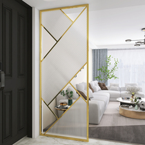 Stainless steel Changhong glass screen Nordic modern light and luxurious livingroom entrance into the house Xuanguan Metal iron Art Deco Decorative Partition Wall