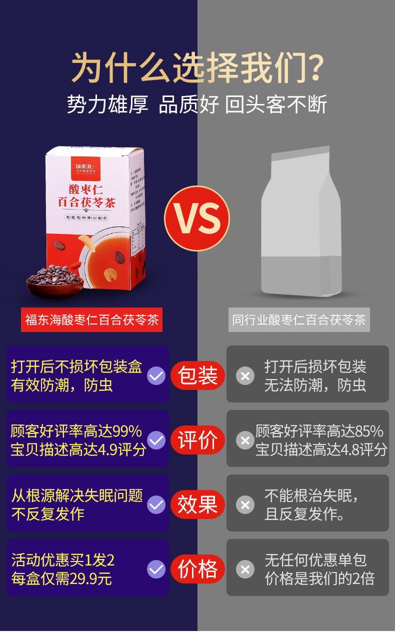 福东海 酸枣仁百合茯苓茶 安睡茶 5g*30袋 安神助眠 图10