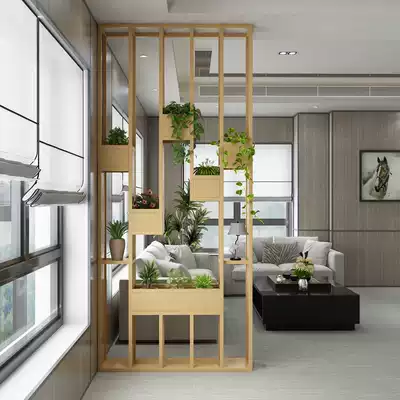 Nordic simple wrought iron office green flower rack Industrial style decoration guest dining room entrance partition screen shelf