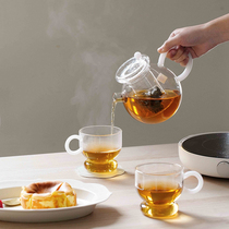 Mo Yu original design ins wind heatable glass Teapot Teacup set Kung Fu tea set Health kettle