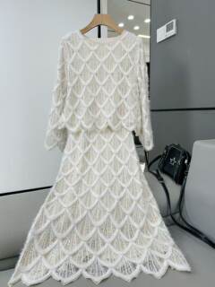 Suit new spring and autumn high-end customized furry tops loose casual versatile sequined clothes comfortable beaded tops for women