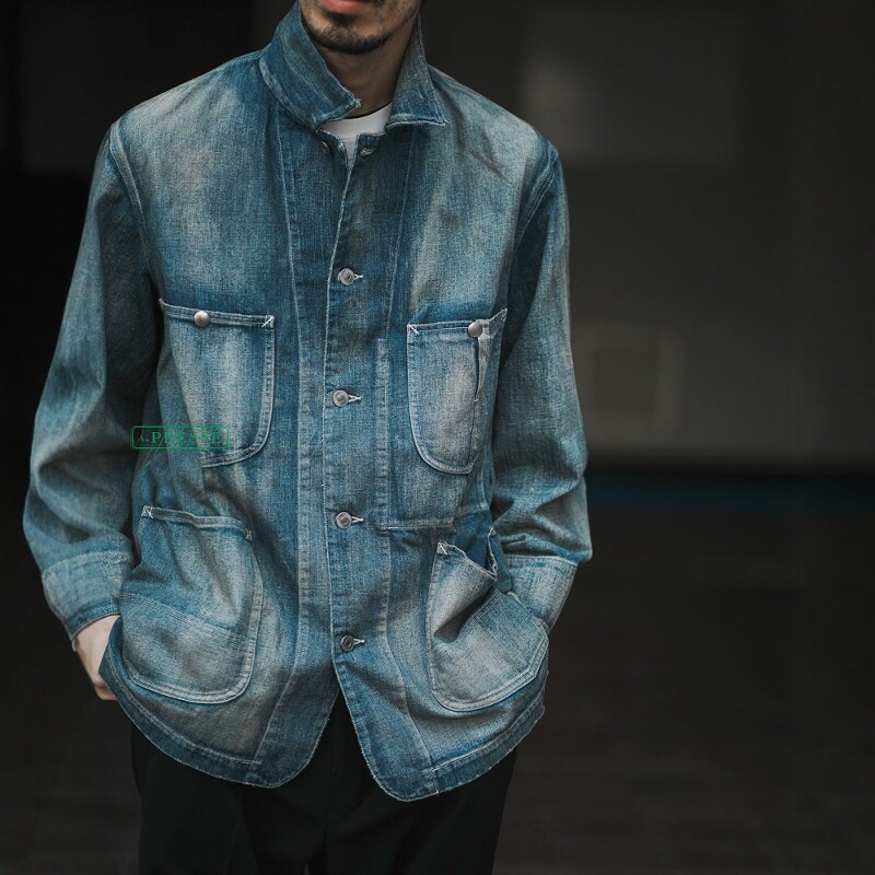 【A.PRESSE】 25SS Vintage Coverall Jacket A.PRESSE 25SS Vintage Black Linen Coverall – Vintage Concept Store