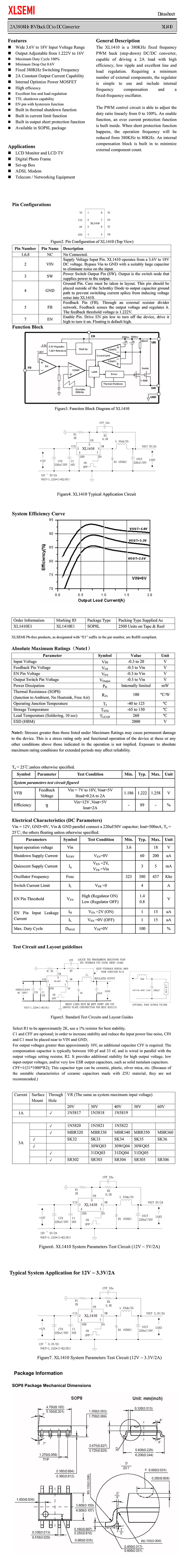 原装正品 XL1410E1 SOP-8 2A 18V 380khz降压直流电源转换器芯片-阿里巴巴