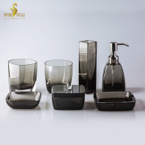 Hotel black crystal glass Bathroom set Soap bottle Soap dish Bath salt tank Vase Ashtray Water cup