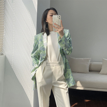 SOULKISS green field exclusive jacquard _ Hollow cut design sense thin small blazer womens summer