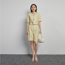 SOULKISS Merino JIN MOUTH WORSTED wool P@NTONE color thin small suit jacket five-point shorts for women