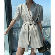 SOULKISS Specific Linen cotton commuter casual suit Summer suit jacket Shorts Fashion two-piece suit for women