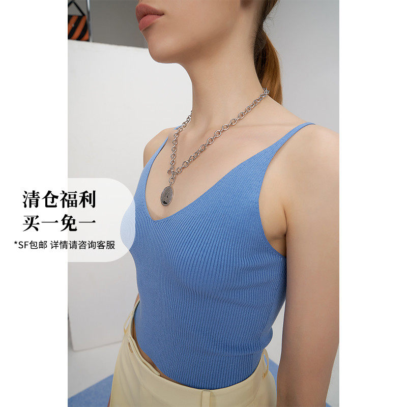 SOULKISS deep V-neck U-shaped beautiful back vintage knitted camisole sling women's outerwear summer