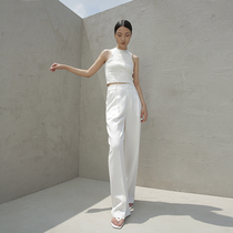 SOULKISS universal god pants Japan blockbuster acetate summer white wide leg mopping suit casual pants thin women