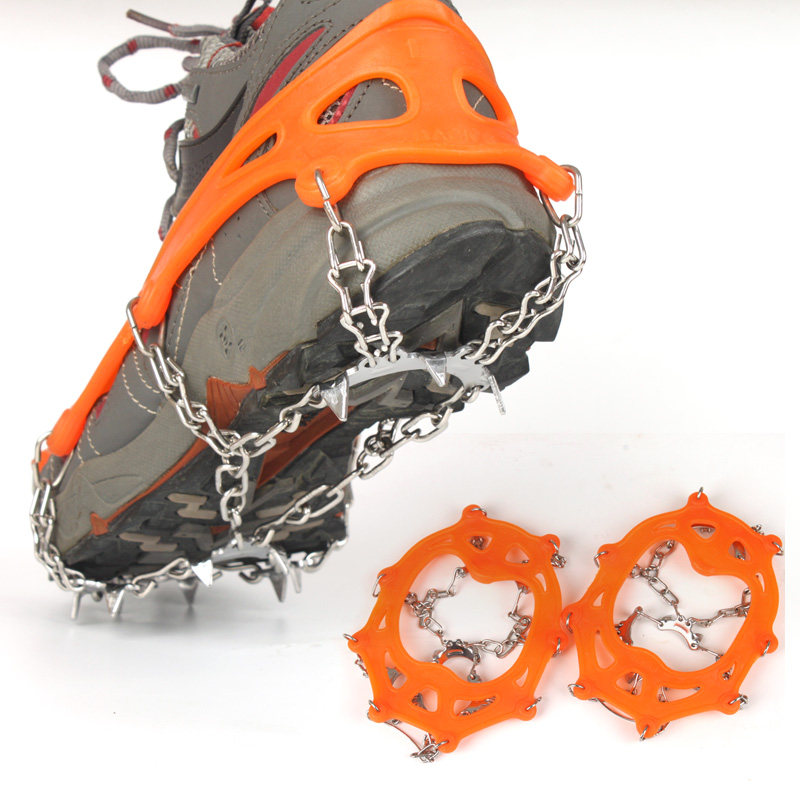 Anti-slip shoe cover outdoor ice claw 11 teeth snowy foot equipped snow claw mountaineering shoe nail stainless steel anti-slip ice grab-Taobao