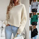 European and American cross-border Amazon crew neck sweater women's 2023 autumn and winter foreign trade women's long-sleeved sweater top