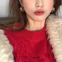 Autumn and winter New cold wind earrings Super fairy Net red tide woman temperament Korean personality Joker earrings retro earrings