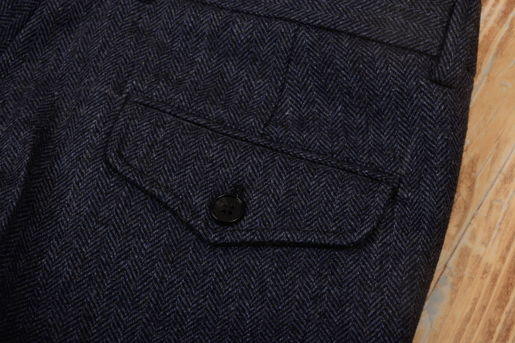 Mùa thu và mùa đông mới vải tweed tweed xương cá phù hợp với quần âu cạp cao quần vải đen