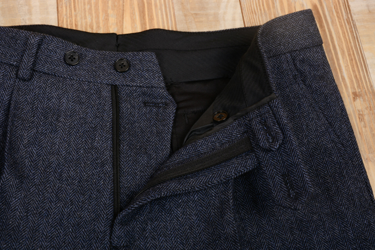 Mùa thu và mùa đông mới vải tweed tweed xương cá phù hợp với quần âu cạp cao quần vải đen