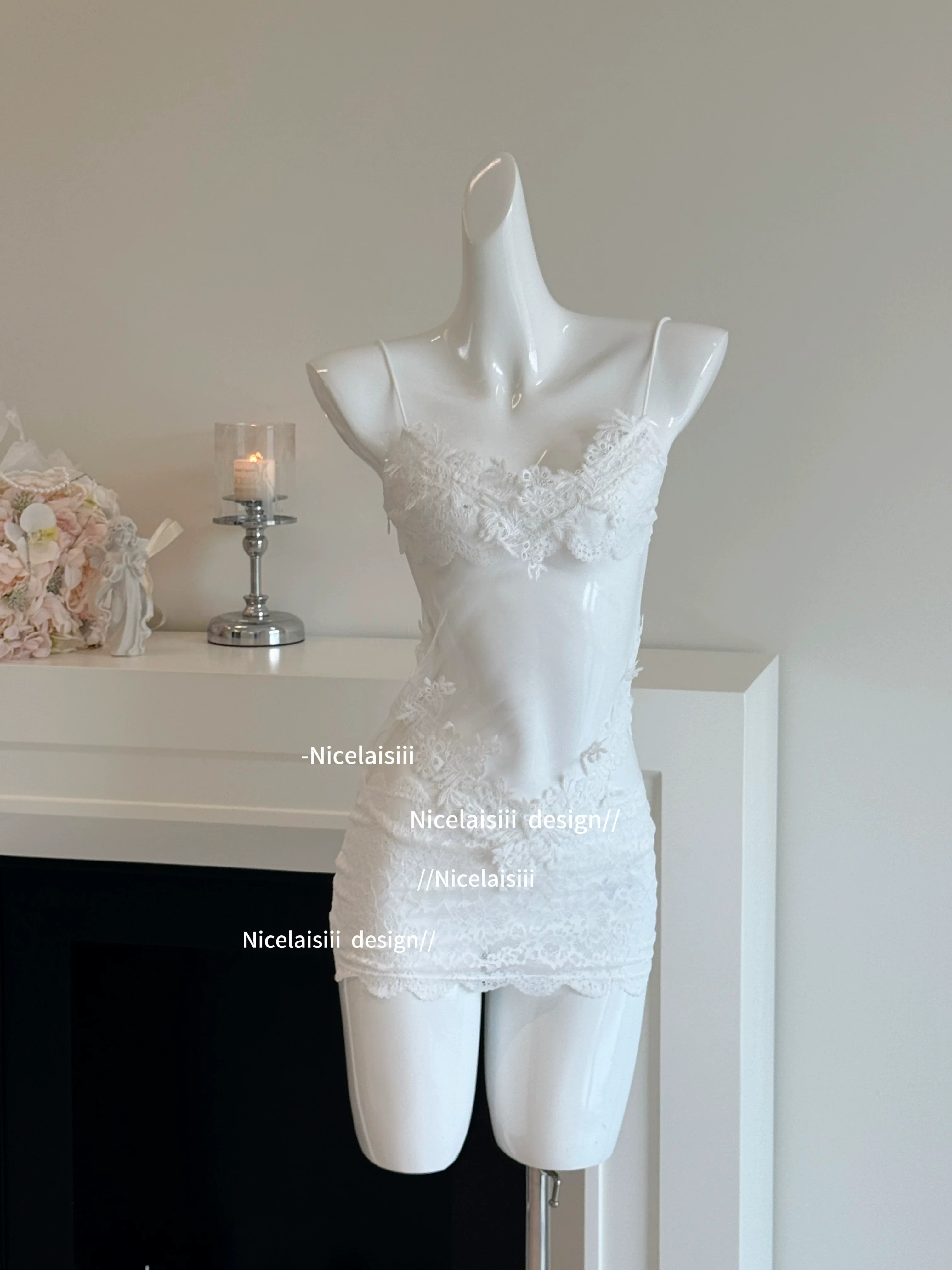 Кружевной sexy pijama, французский стиль, утягивающий эффект