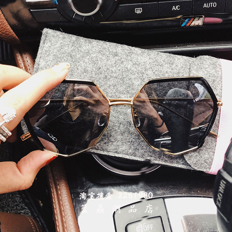 ins sunglasses Female Korean version of tide net red face UV polarized sunglasses polygonal beach travel glasses