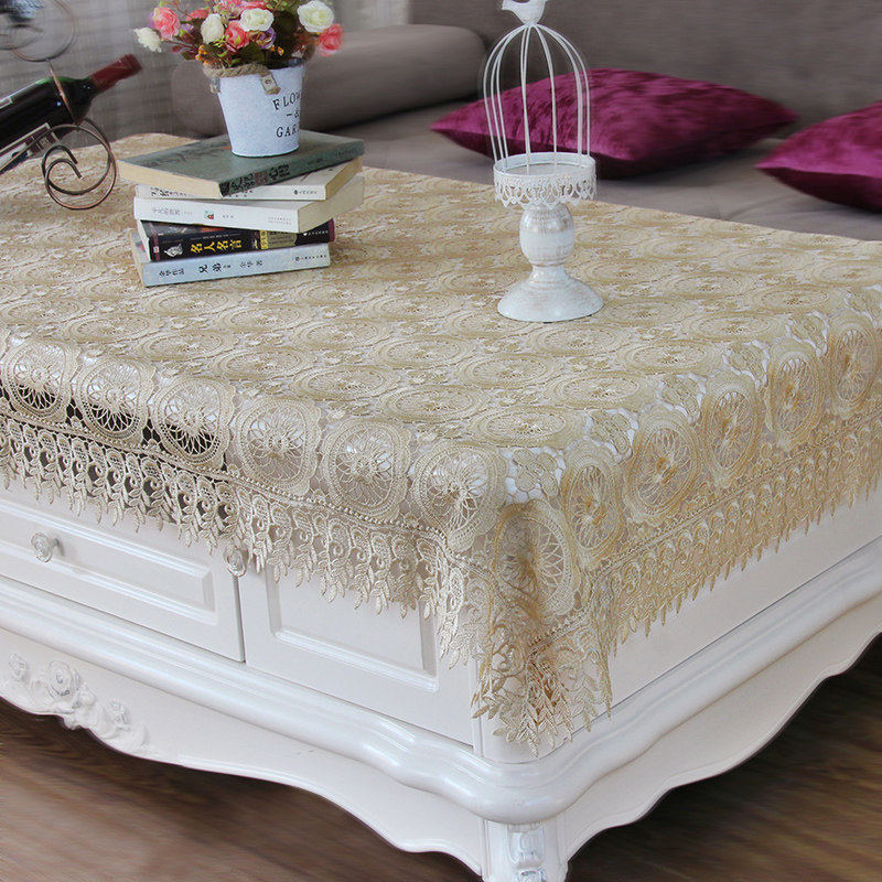 Tea table TV cabinet table cloth cloth art white lace table cloth rectangular living room table cloth square modern minima-Taobao