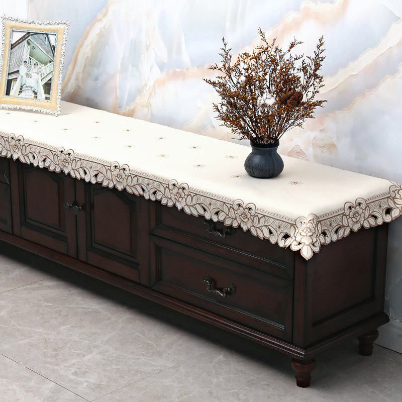 New Chinese style tea table TV cabinet tablecloth combination set modern simple living room lace cloth art cover dustproof cover cloth