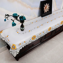 Chinese style TV cabinet table cloth anti-dust embroidery strip decorative cloth art modern minimalist embroidered TV cabinet cover towels lid cloth