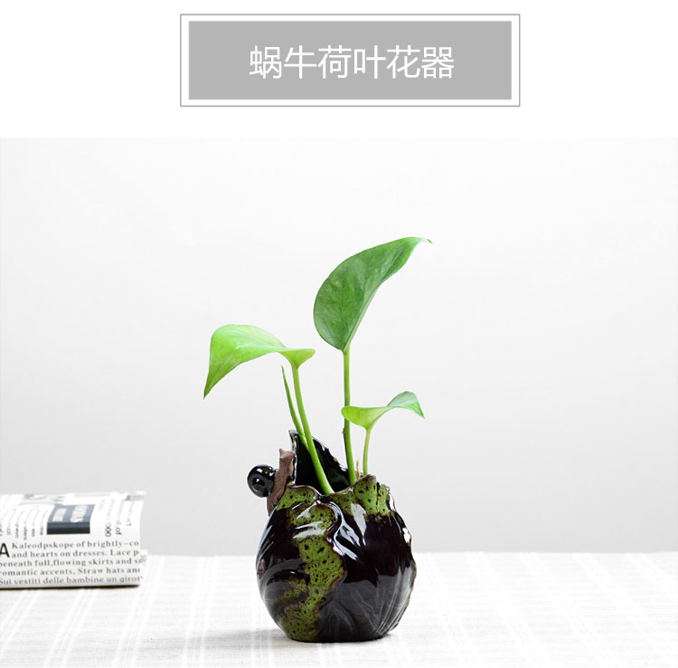 Bình thủy canh sáng tạo màu xanh lục Bình nước dụng cụ trồng cây trang trí nhỏ trang trí nhà Bình nhỏ đựng đồ gốm - Vase / Bồn hoa & Kệ chậu trồng cây trong nhà