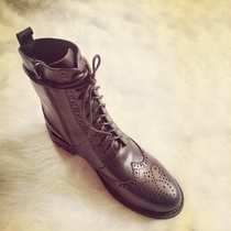 womens autumn and winter british style retro chunky heel lace up