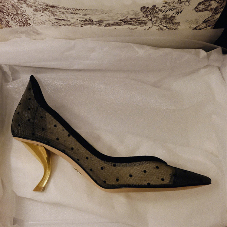 women's shoes electroplating heel pointed polka dot shaped heel stiletto high heel women's shoes