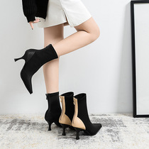 Womens shoes elastic stitching thin heel high heel womens shoes 2021 New