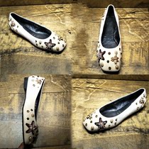 Womens shoes Square head rhinestone rivets Pearl shallow womens shoes