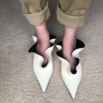 Womens shoes pointed toe low heel niche off-white niche non-collision