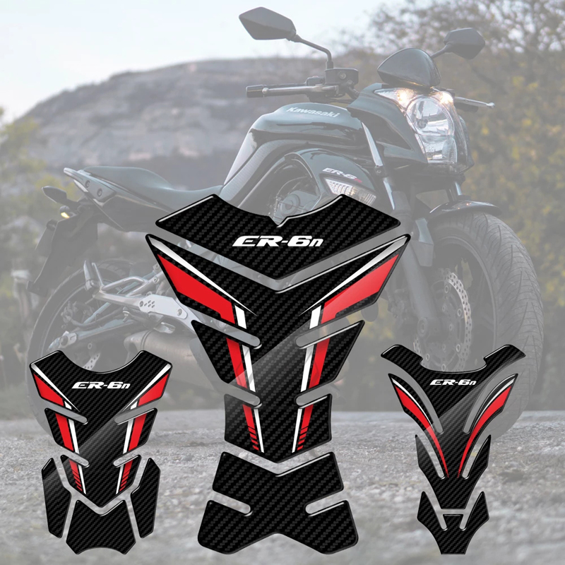 Suitable for Kawasaki ER6N ER-6N year-round universal 3D carbon fiber tank sticker anti-crash strip paper