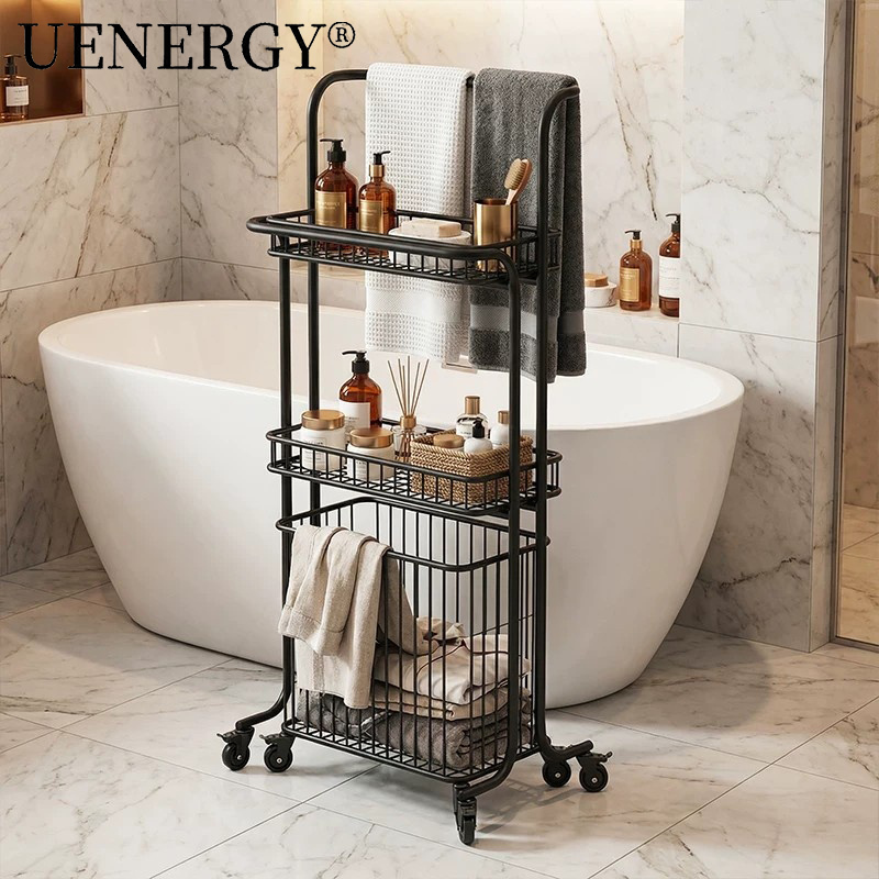Germany's 2026 New Bathroom Storage Rack, Household Bathroom Punch-Free Towel Rack, Floor-Standing Dirty Laundry Basket Trolley Germany's 2026 New Bathroom Storage Rack, Household Bathroom Punch-Free Towel Rack, Floor-Standing Dirty Laundry Basket Trolley