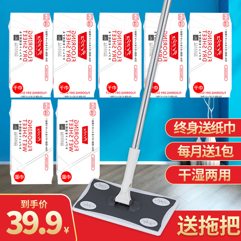 Electrostatic Mop Dust Removal Paper Household Disposable Mop Dust Paper Suction Hair Wiping Mop Paper Hands-free Washing Dust Removal