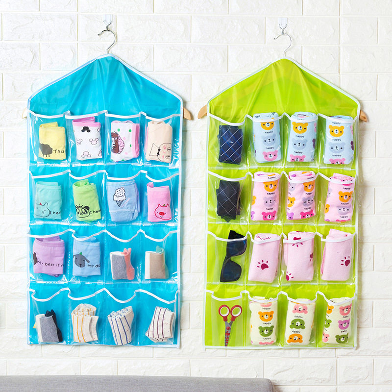 SUSPENDED CASHIER BAG WARDROBE WALL TRANSPARENT HANGING HOOD CLOSET STORAGE BAG DOOR REAR WALL OF CLOTH ART CONTAINING HANGING BAG