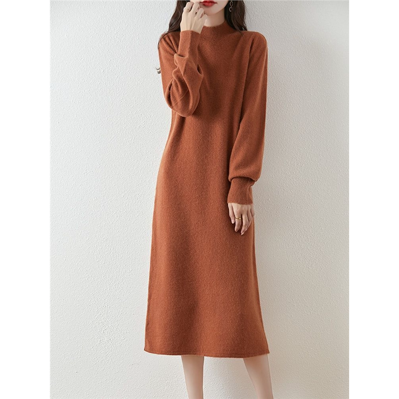 2026 Autumn/Winter New Pure Wool Knitted Dress for Women, Lantern Style Sweater Dress with Coat, Long Base Dress 2026 Autumn/Winter New Pure Wool Knitted Dress for Women, Lantern Style Sweater Dress with Coat, Long Base Dress