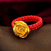 999 gold gold rose ring female male year red rope knitting ring couple gift girlfriend ring