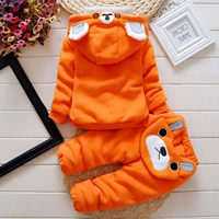 Quần áo mùa thu đông cho bé cộng với bộ đồ cotton nhung 1-3 2 bé trai và bé gái áo khoác cotton dày cho bé quần áo mùa đông đồ bơi trẻ em