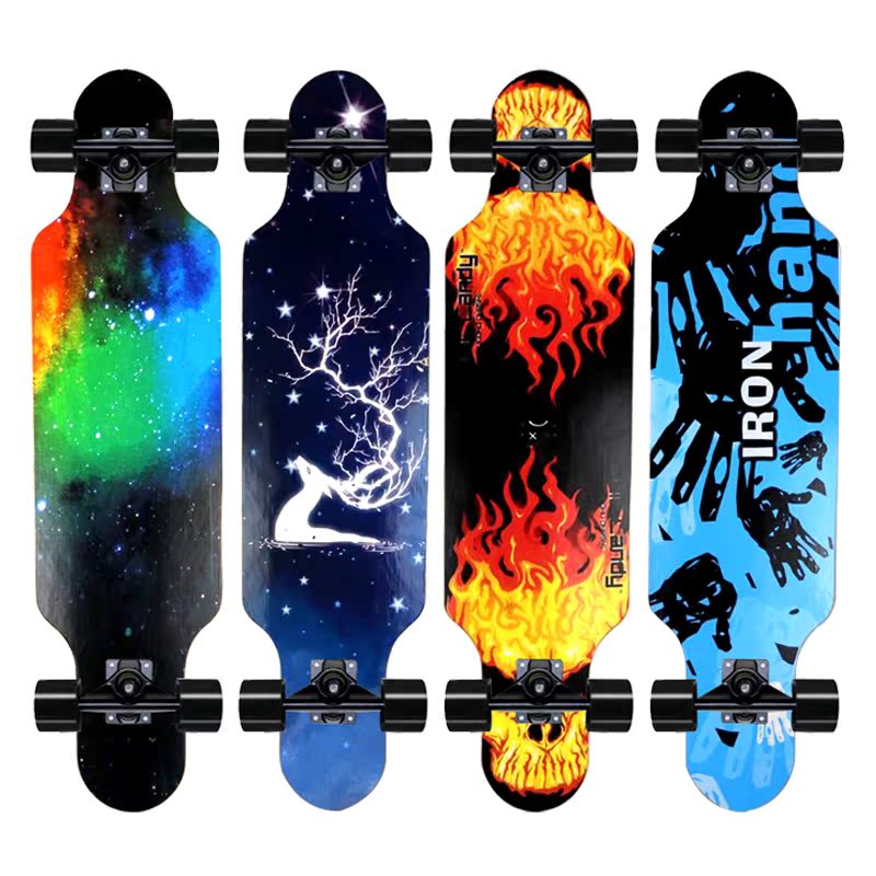 Skateboard Short board Small long board Four wheels Maple skateboard Beginner skateboard Teen student small road board Brush street big wheel
