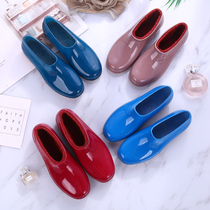 Spring Autumn Fashion Rain Shoes Women Light Mouth Water Shoes Waterproof Non-slip Short Cylinders Low Gang Labor Shoes Rubber Shoes Working Rain Shoes Men and women