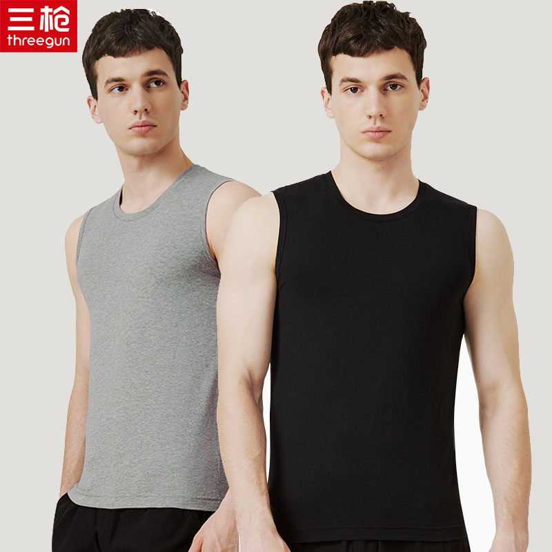 Three-gun vest men summer elastic thin fitness running sports bottom shoulder sweat breathless sleeveless shoulder