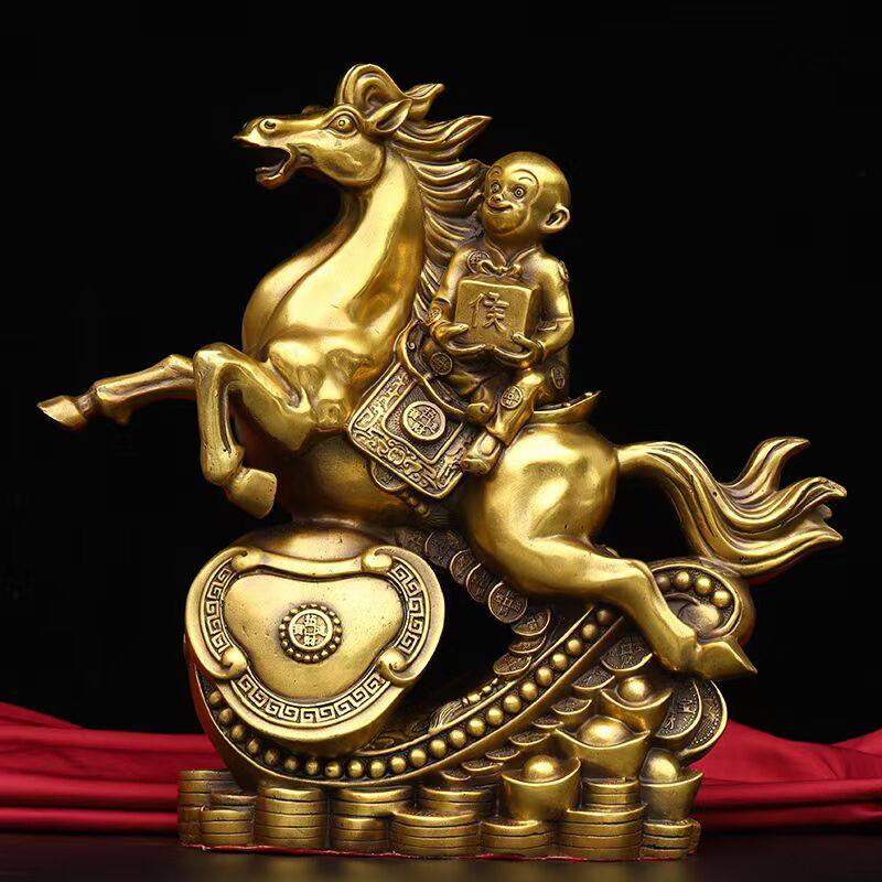 Copper horse ornaments pure copper living room decoration immediately Houma to success office craft gifts ornaments zodiac monkey ornaments