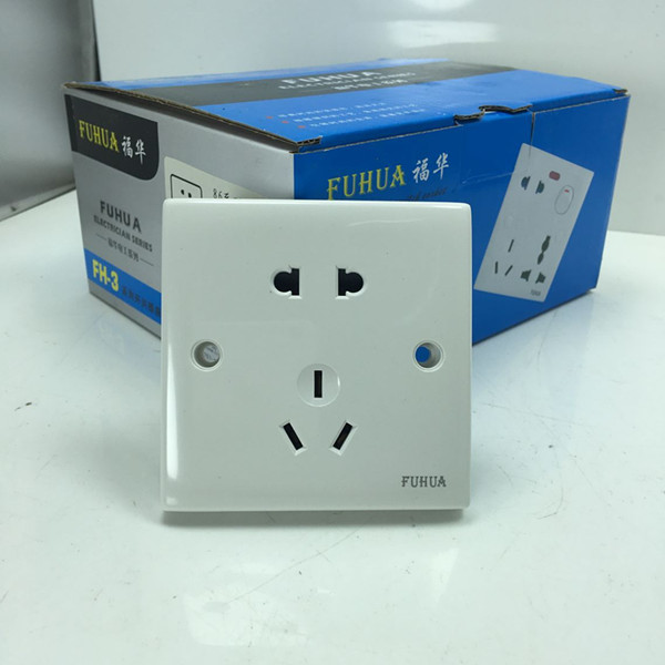 Fuhua 86 household five-hole socket switch panel wall power supply two three plug 5-eye white concealed 5-hole socket