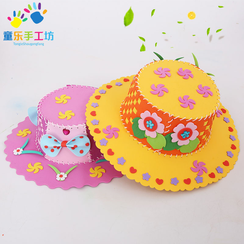 Eva Weaving Hat Children Diy Hand Sew Stereo Hat Kindergarten Creative Isy Painting Material