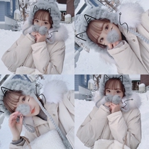 Golden mushroom mushroom tooling white small fish oversized fluffy warm waist short hooded down jacket