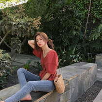 Mushroom Mushroom Angry Pot Bomb Big Thin Bamboo Rod Legs Jeans Slim Small Foot High Waist ankle-length pants