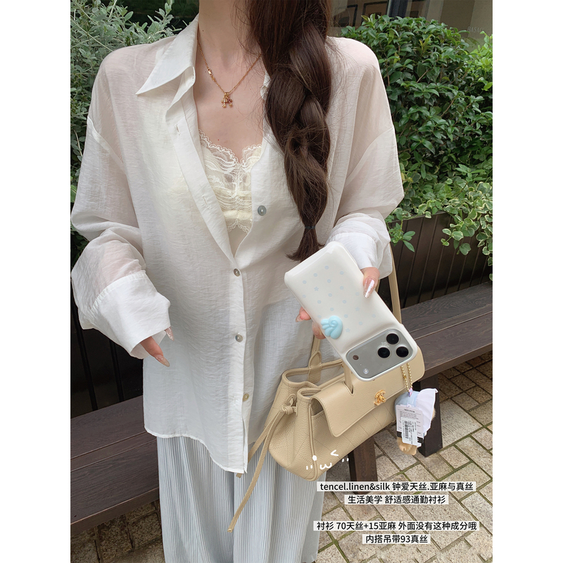 Golden Mushroom Tencel.Linen&Silk Loves Tencel. Linen and Silk / Comfortable Work Shirt