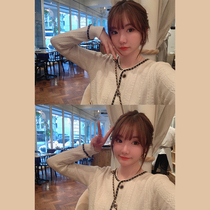 (Xiangxiang girl beautiful little cardigan) Golden Mushroom locks this bling splicing small cardigan