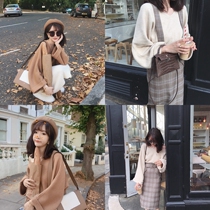 Golden mushroom mushroom~Western silhouette v-neck wool sweater loose blouse