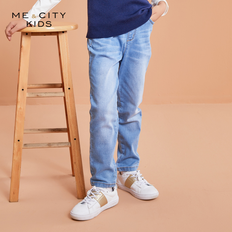 Michie trẻ em micity 20 mùa thu bé trai mới thoải mái bông quần jeans giản dị đơn giản.