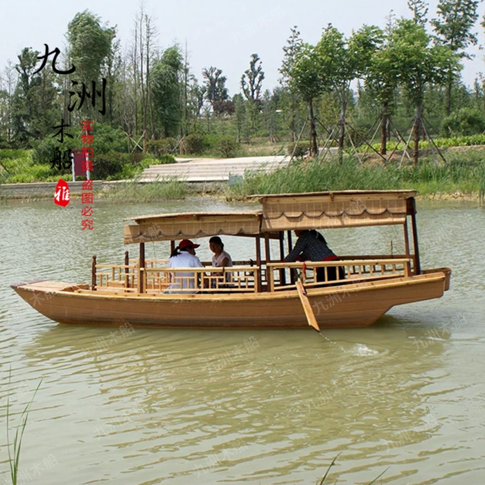 Handmade wooden boat High and Low boat sightseeing tourism wooden boat leisure landscape wooden boat glass fiber boat